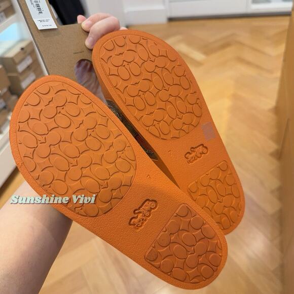 New Coach Women Udele Sport Slide Signature Canvas Fruit CAR29 Tan US 10 - Picture 3 of 7